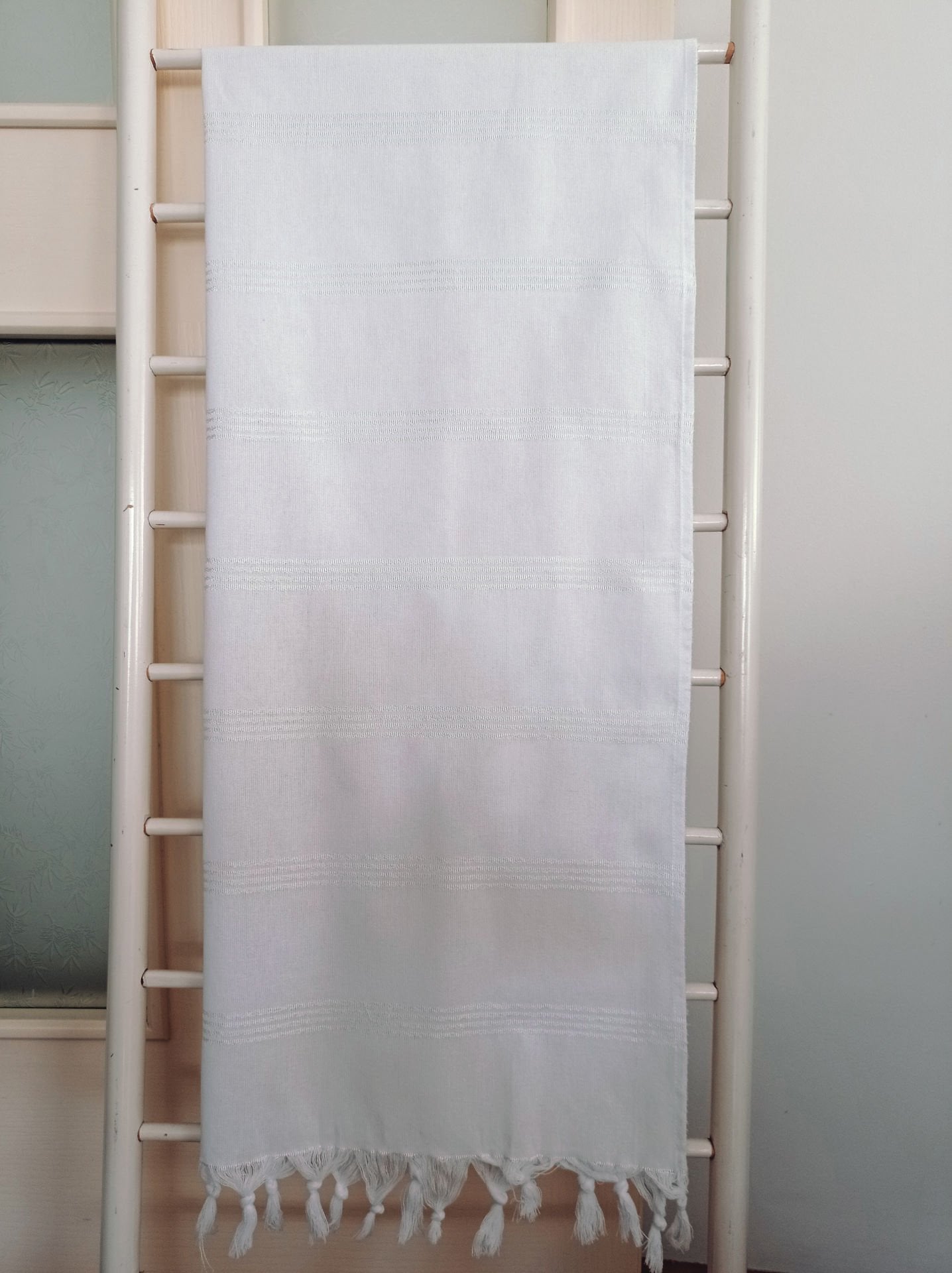 Beyaz Peştemal, 80x175, 205 Gr. Floş Çizgili, Usta Hamam Peştemali*