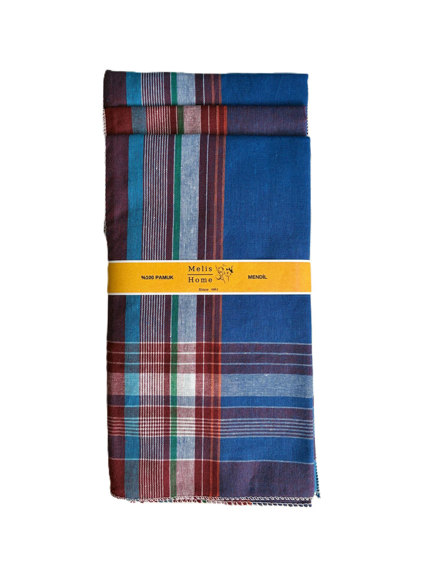Renkli Mendil, 12 Adet, %100 Pamuk, 39x39 cm.