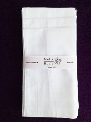 Beyaz Mendil, 12 Adet, %100 Pamuk, 40x40 cm.