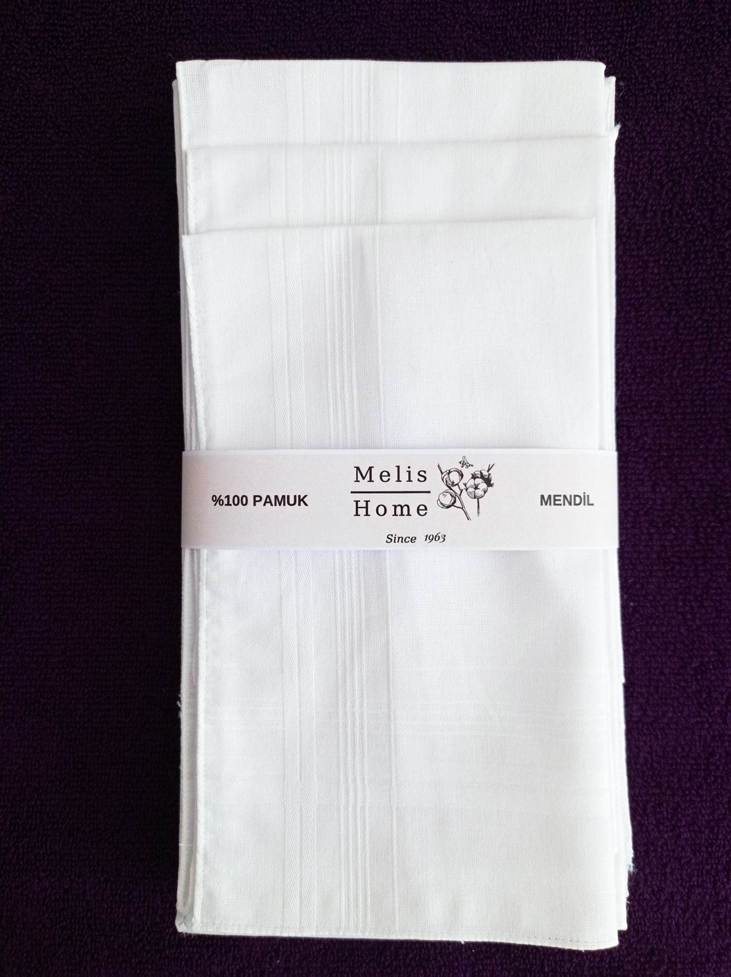 Beyaz Mendil, 12 Adet, %100 Pamuk, 40x40 cm.